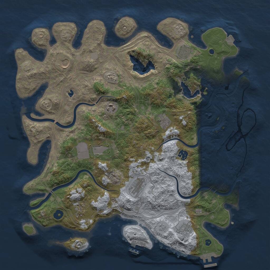 Rust Map: Procedural Map, Size: 4250, Seed: 1886825024, 16 Monuments