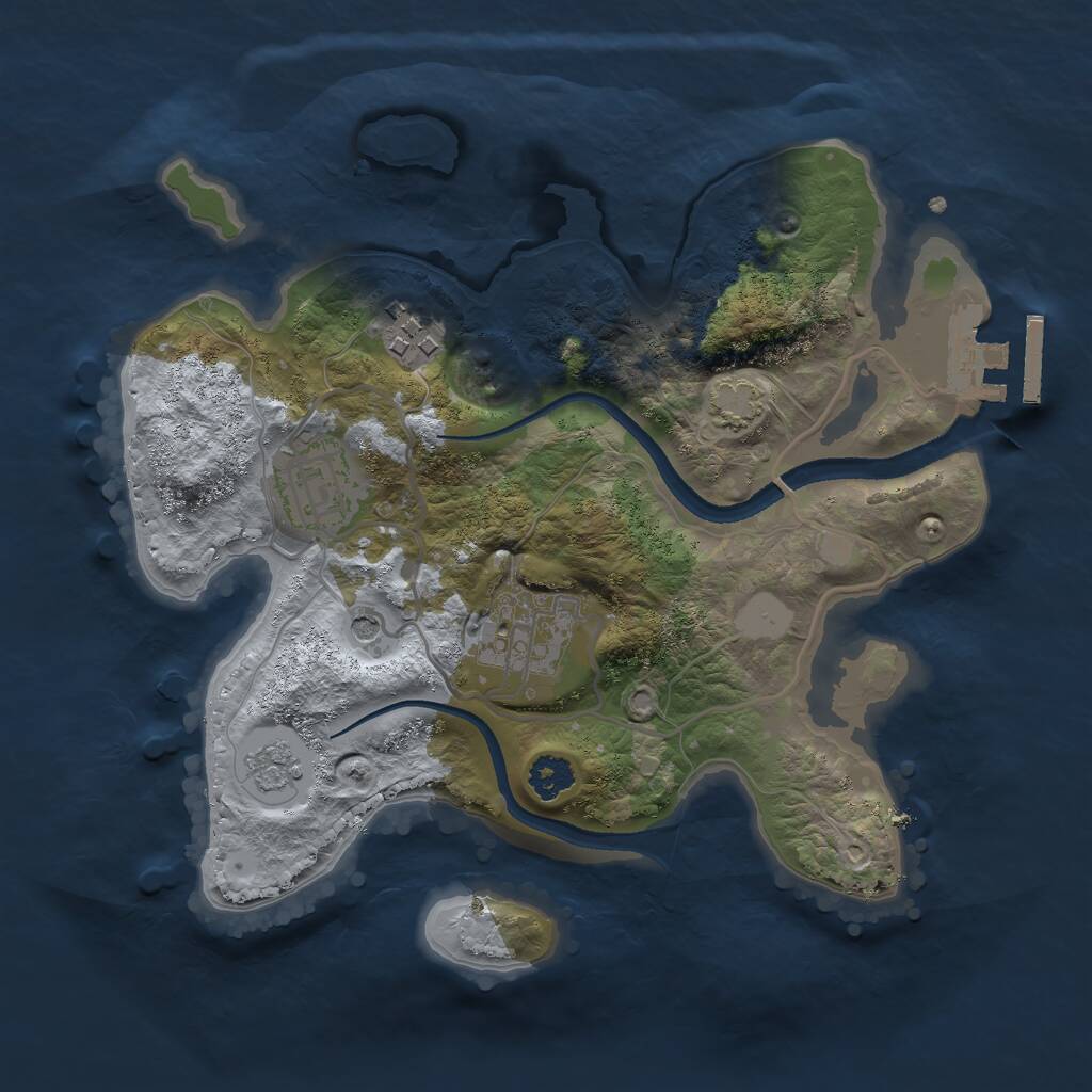 Rust Map: Procedural Map, Size: 2500, Seed: 527168899, 8 Monuments