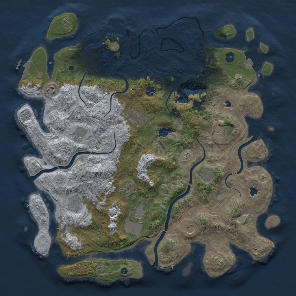 Rust Map: Procedural Map, Size: 4500, Seed: 1088503263, 17 Monuments