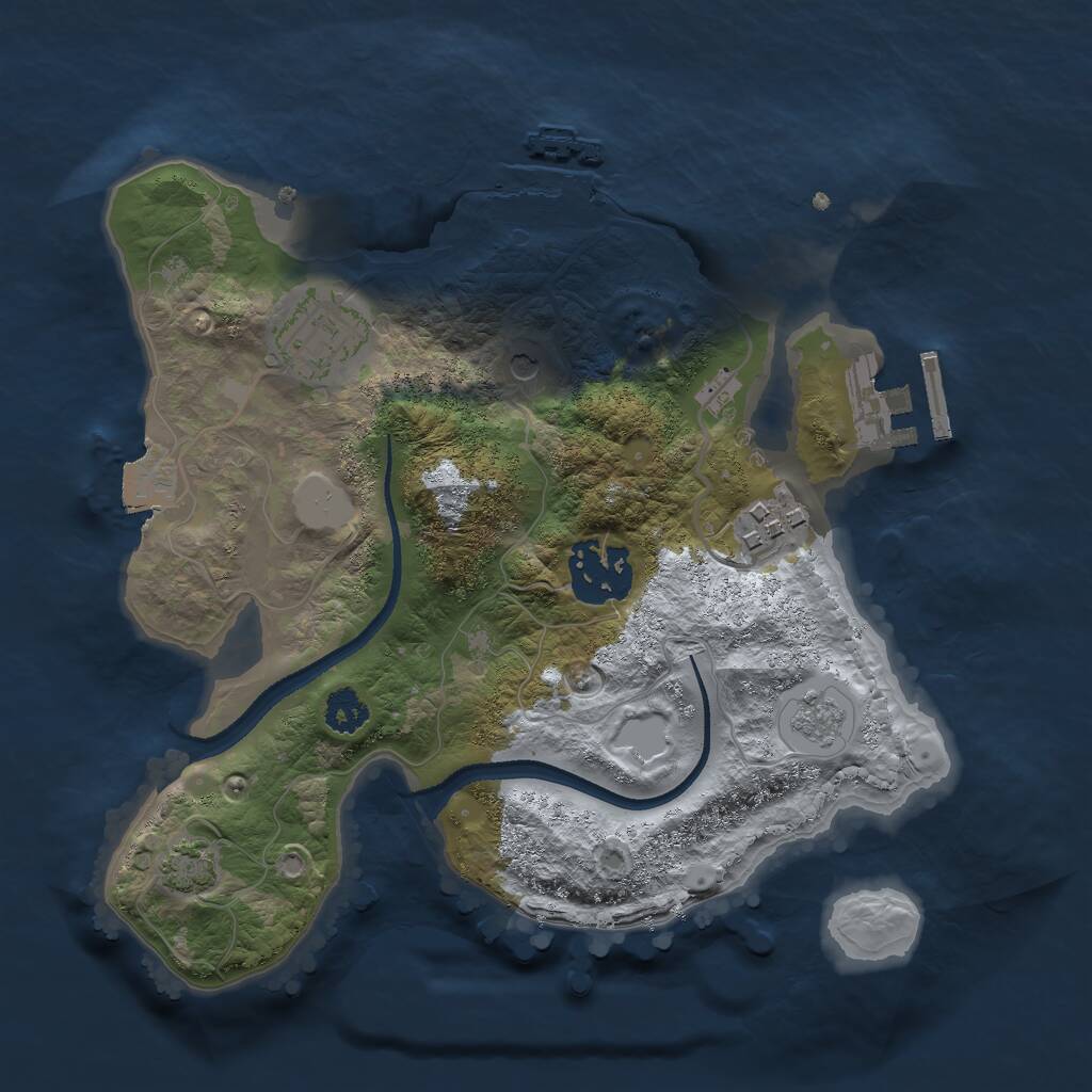 Rust Map: Procedural Map, Size: 2500, Seed: 118903888, 9 Monuments
