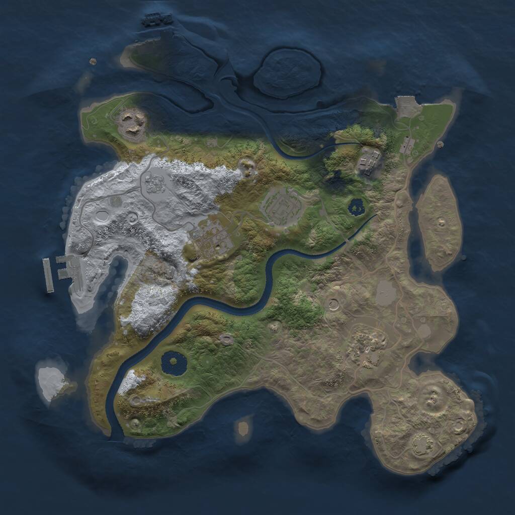 Rust Map: Procedural Map, Size: 3000, Seed: 1584685201, 11 Monuments