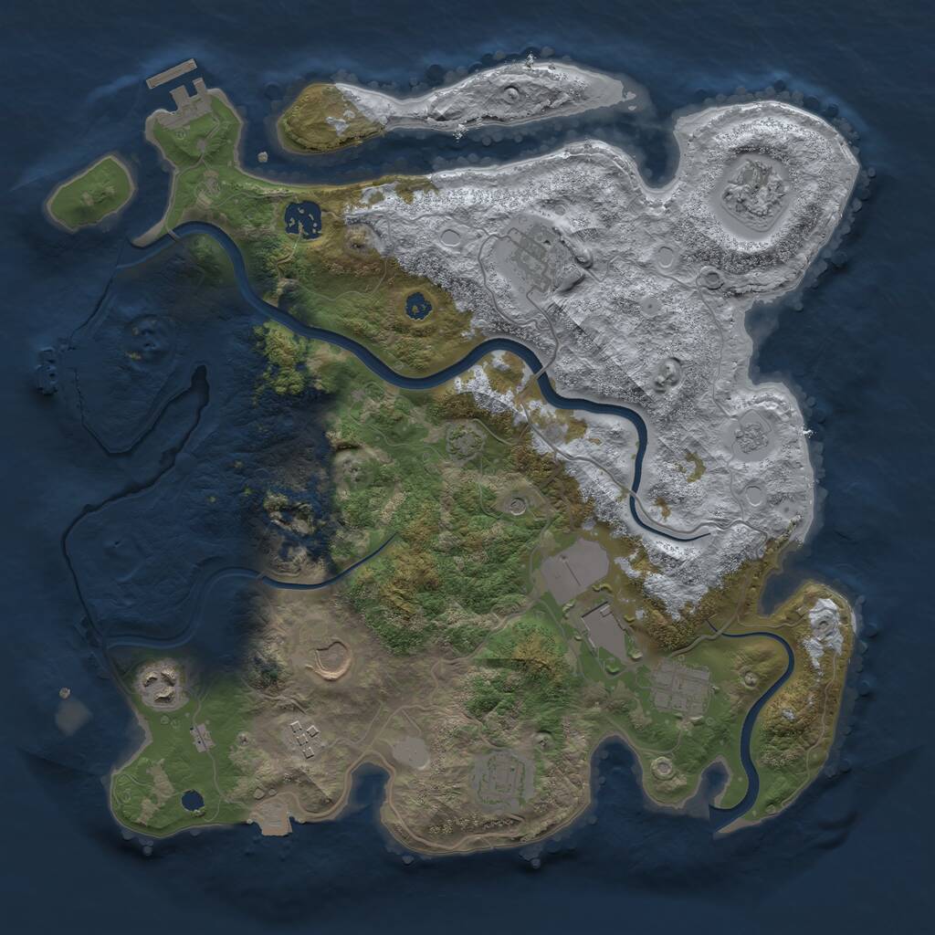 Rust Map: Procedural Map, Size: 3600, Seed: 32852, 15 Monuments