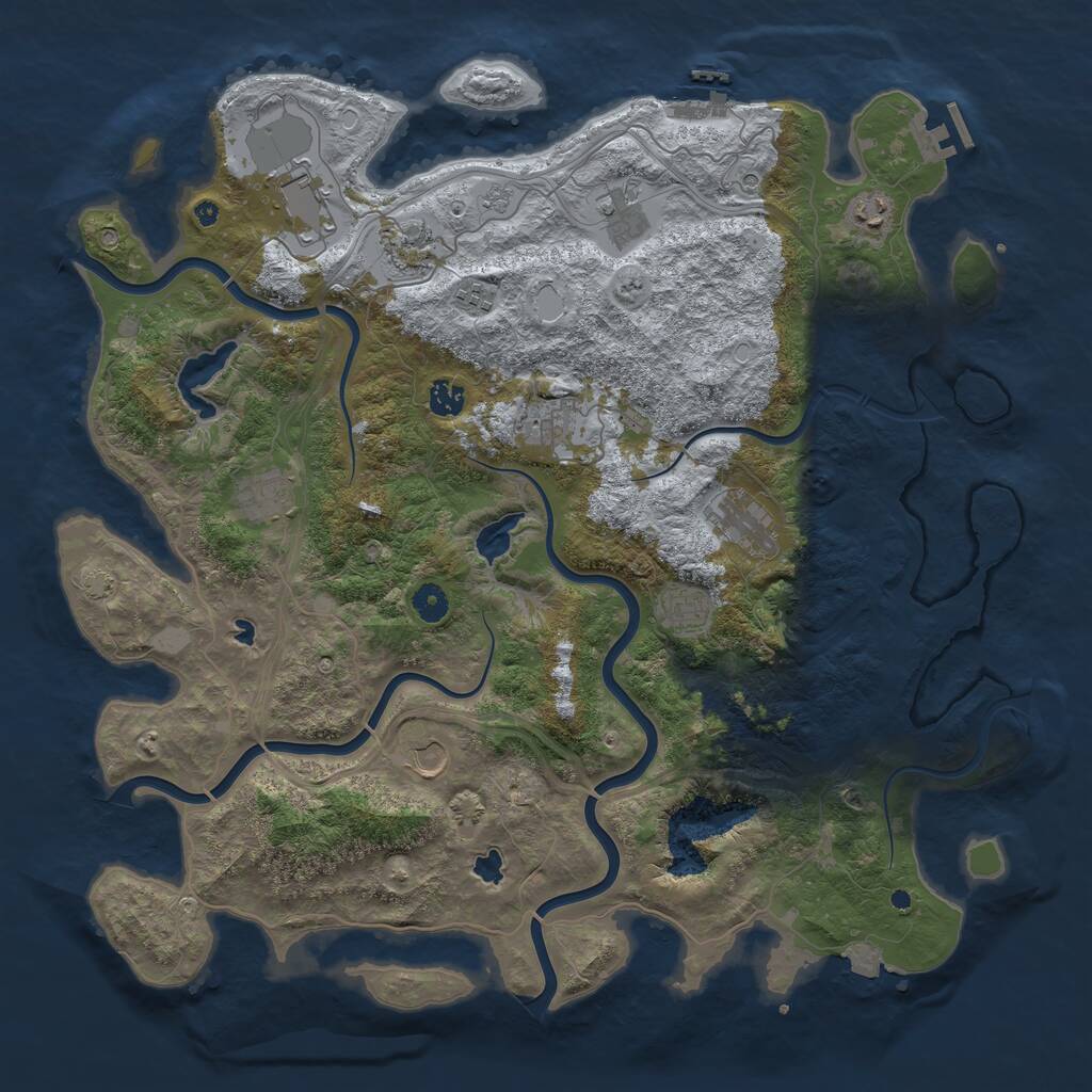 Rust Map: Procedural Map, Size: 4500, Seed: 251612223, 17 Monuments