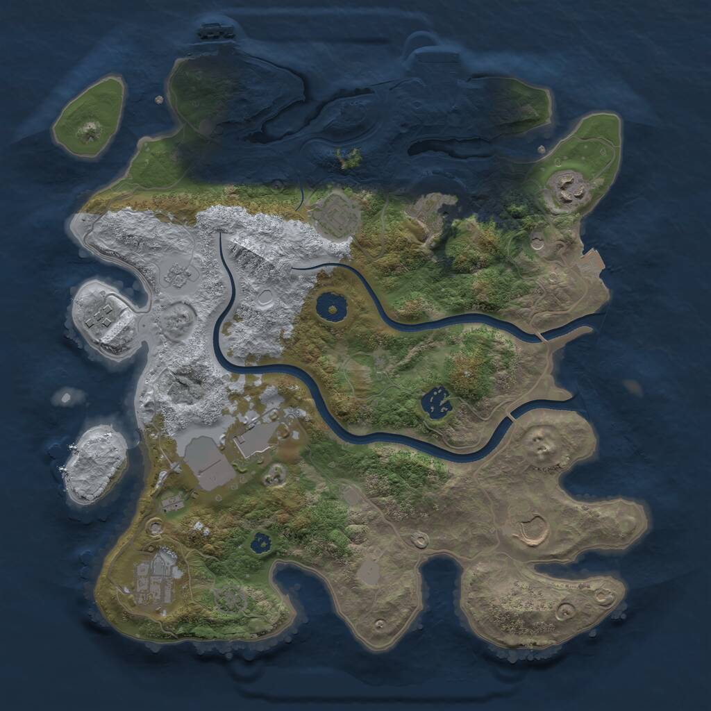 Rust Map: Procedural Map, Size: 3500, Seed: 823970022, 14 Monuments