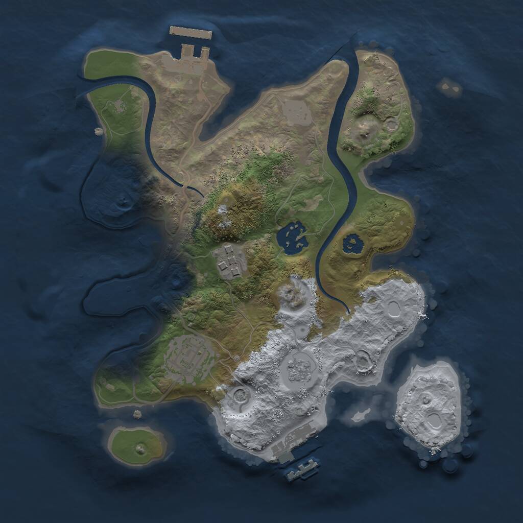 Rust Map: Procedural Map, Size: 2500, Seed: 2025707870, 8 Monuments
