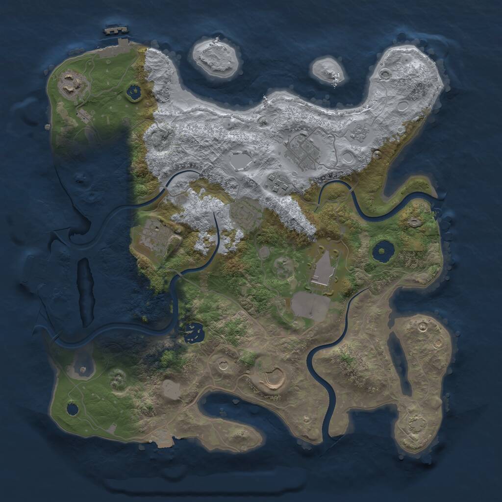 Rust Map: Procedural Map, Size: 3500, Seed: 326487322, 14 Monuments