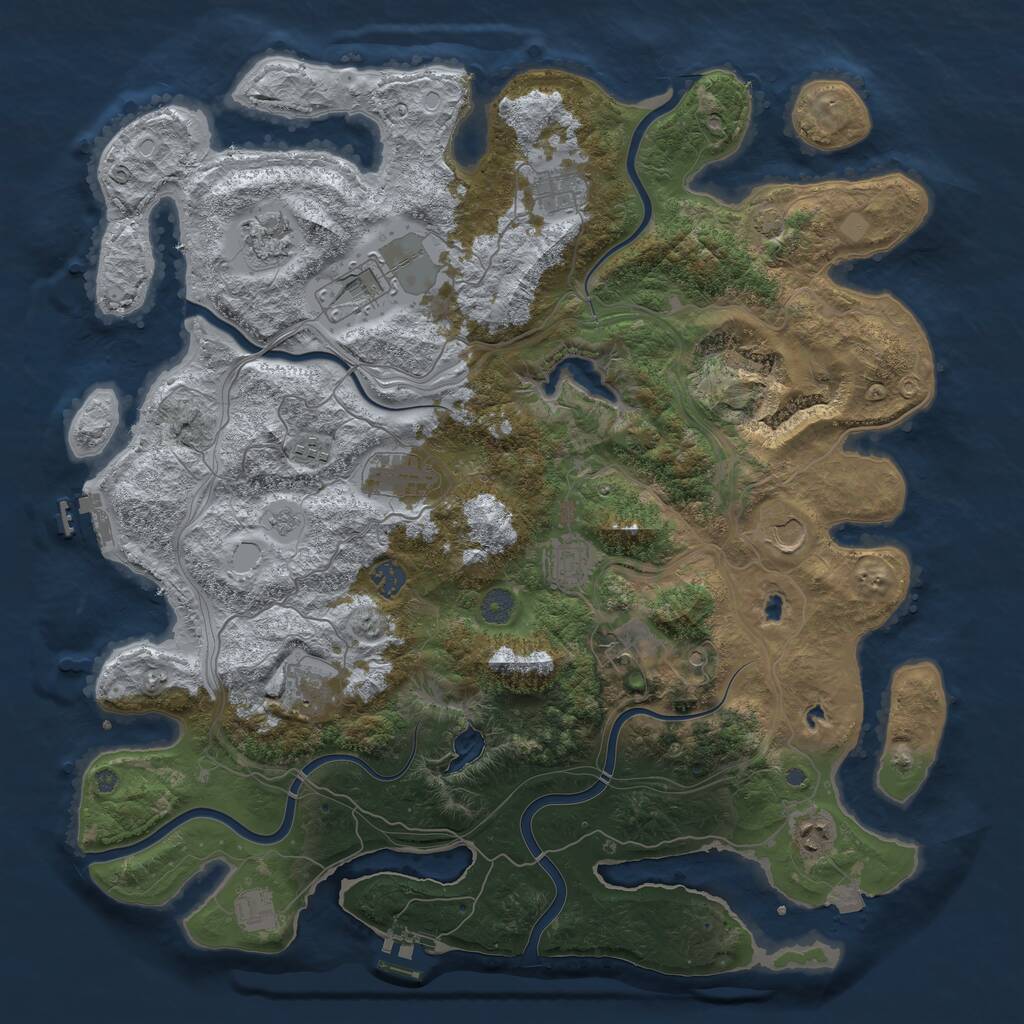 Rust Map: Procedural Map, Size: 4500, Seed: 650894710, 19 Monuments