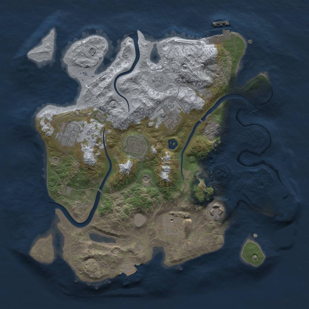 Rust Map: Procedural Map, Size: 3000, Seed: 39360007, 12 Monuments