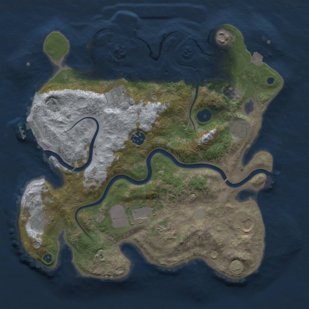 Rust Map: Procedural Map, Size: 3500, Seed: 666101364, 14 Monuments