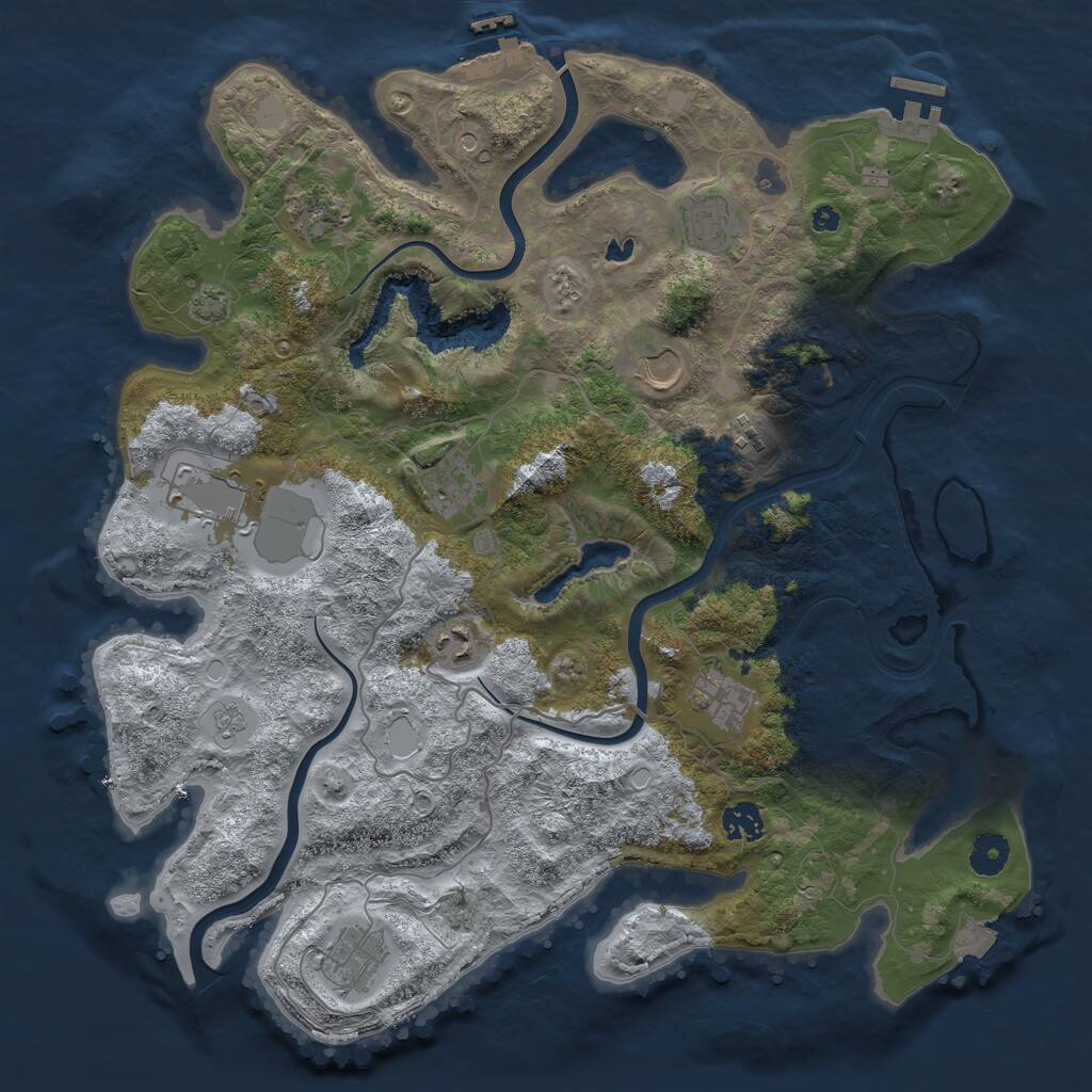 Rust Map: Procedural Map, Size: 4000, Seed: 423858084, 16 Monuments