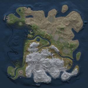 Thumbnail Rust Map: Procedural Map, Size: 3600, Seed: 1715439383, 15 Monuments