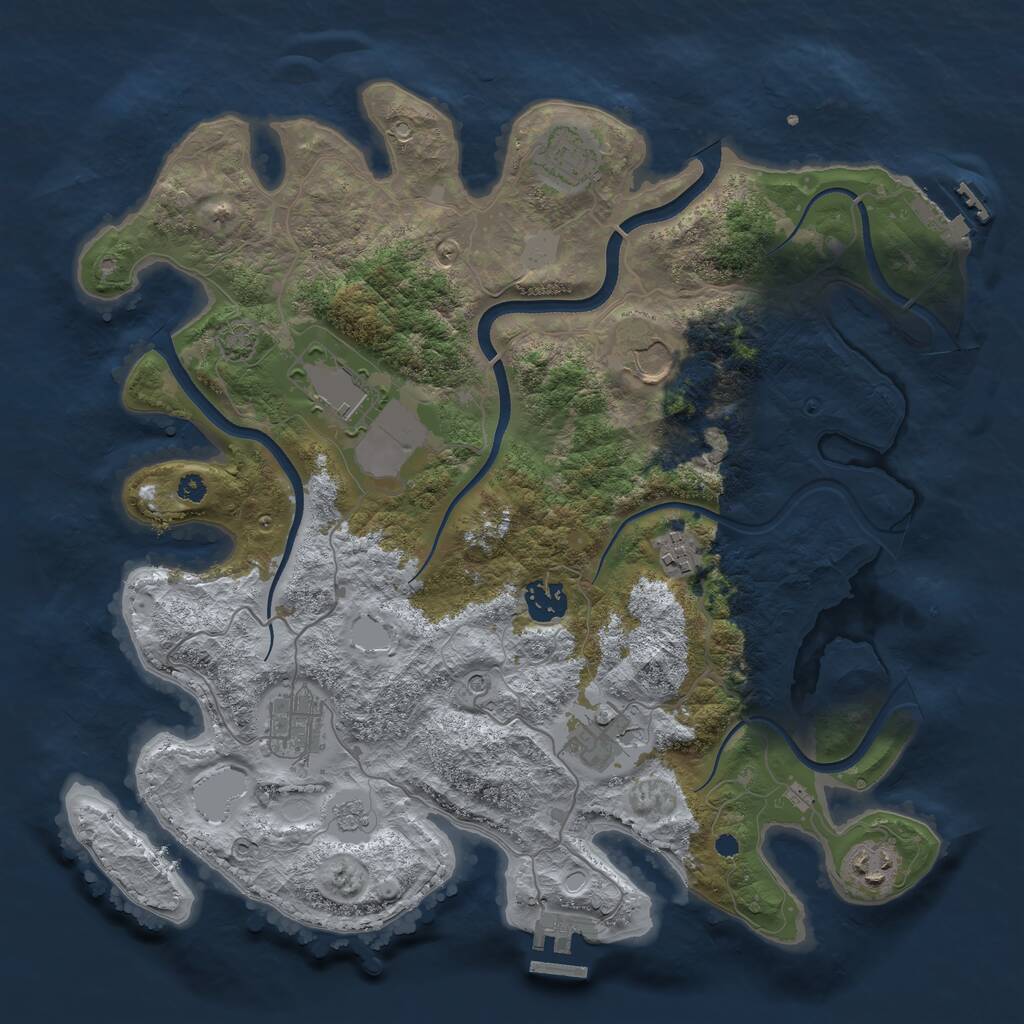 Rust Map: Procedural Map, Size: 3600, Seed: 1485829047, 14 Monuments