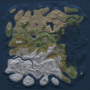 Thumbnail Rust Map: Procedural Map, Size: 4000, Seed: 1491281947, 16 Monuments