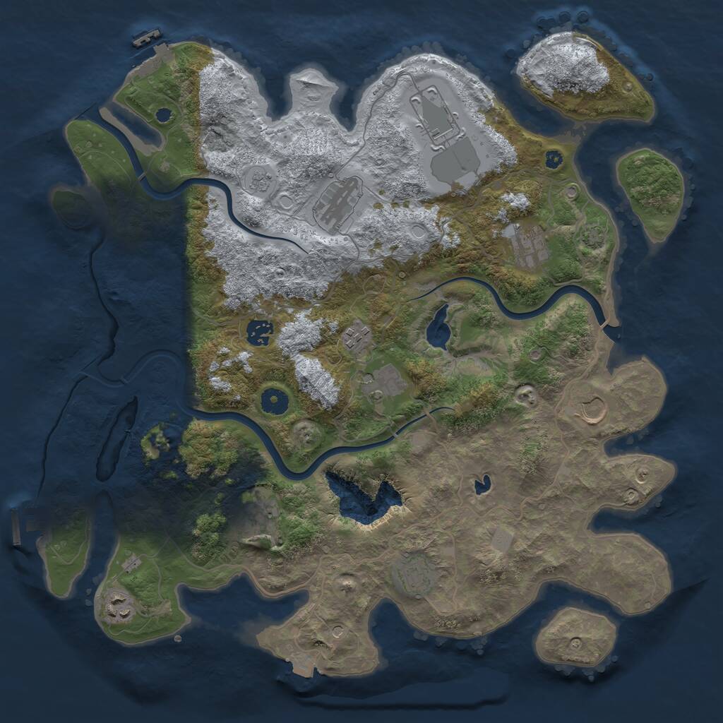 Rust Map: Procedural Map, Size: 4000, Seed: 1106371107, 16 Monuments