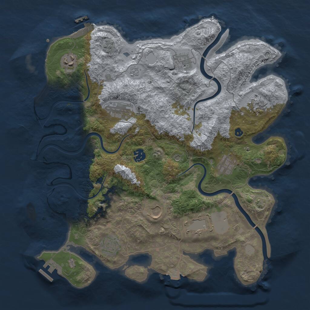 Rust Map: Procedural Map, Size: 3700, Seed: 1157301299, 16 Monuments