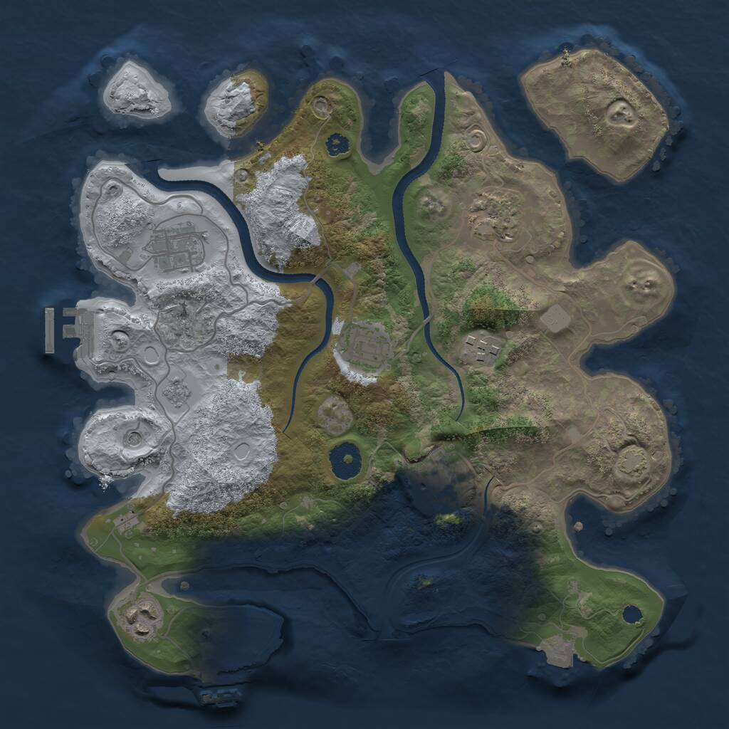 Rust Map: Procedural Map, Size: 3200, Seed: 82938641, 12 Monuments
