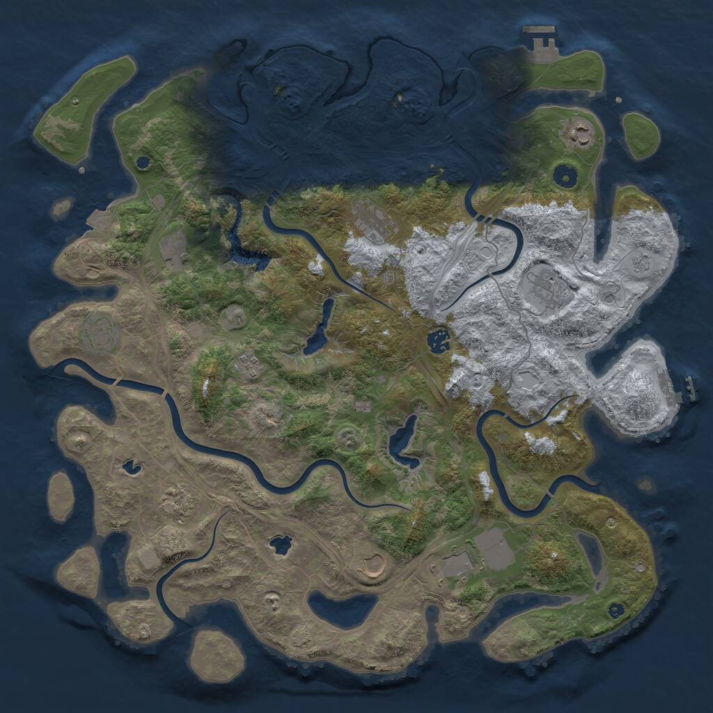 Rust Map: Procedural Map, Size: 4500, Seed: 77366801, 16 Monuments
