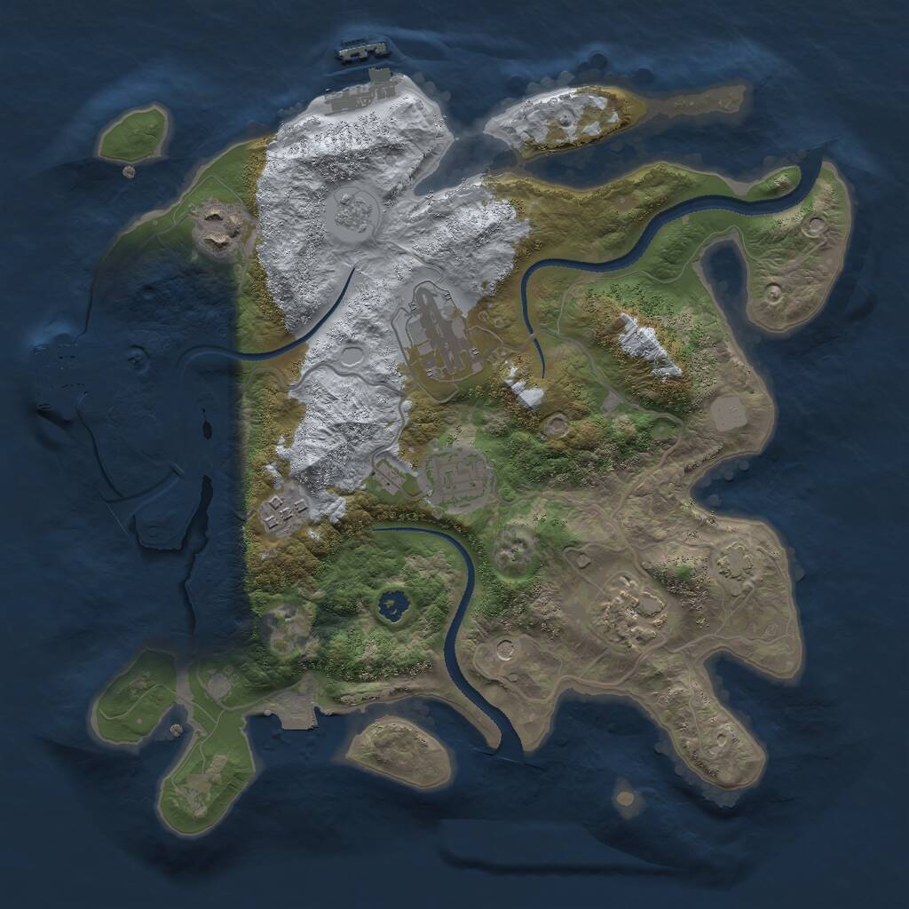 Rust Map: Procedural Map, Size: 3000, Seed: 845438878, 11 Monuments