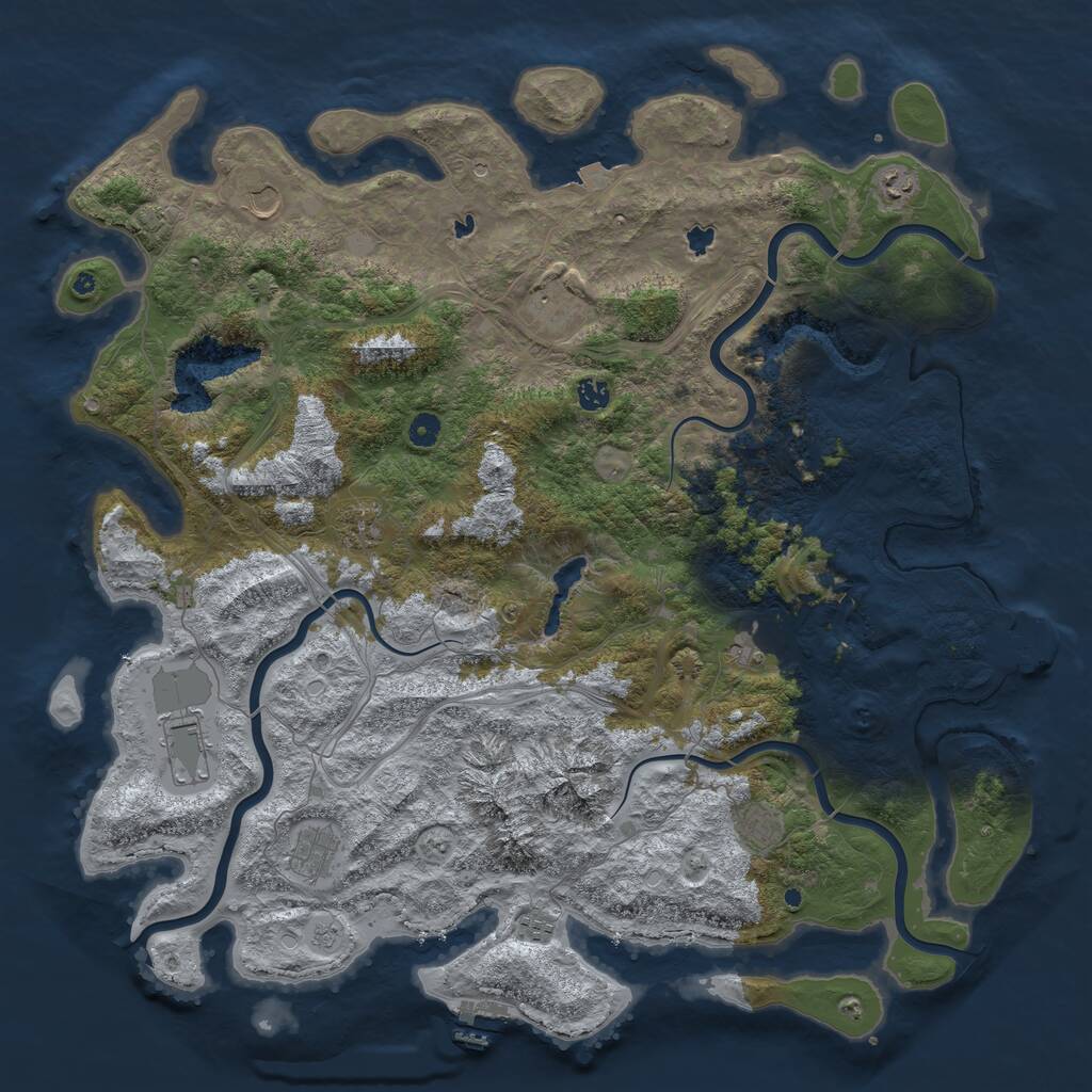 Rust Map: Procedural Map, Size: 5000, Seed: 1366247052, 16 Monuments