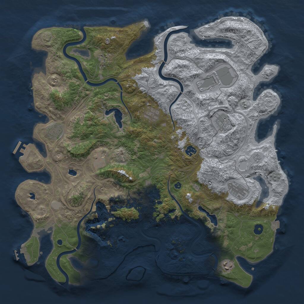 Rust Map: Procedural Map, Size: 4500, Seed: 1203725677, 16 Monuments