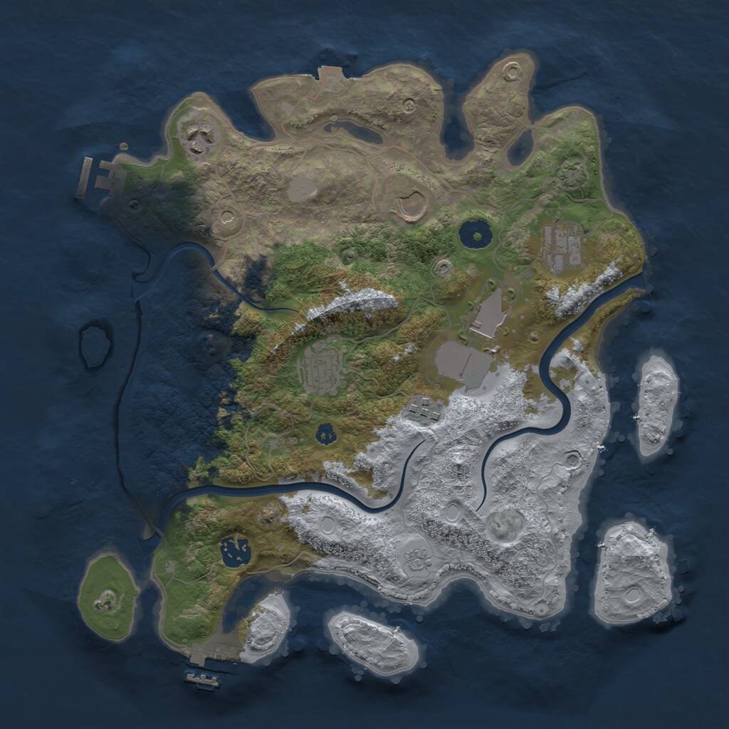 Rust Map: Procedural Map, Size: 3500, Seed: 777226559, 13 Monuments