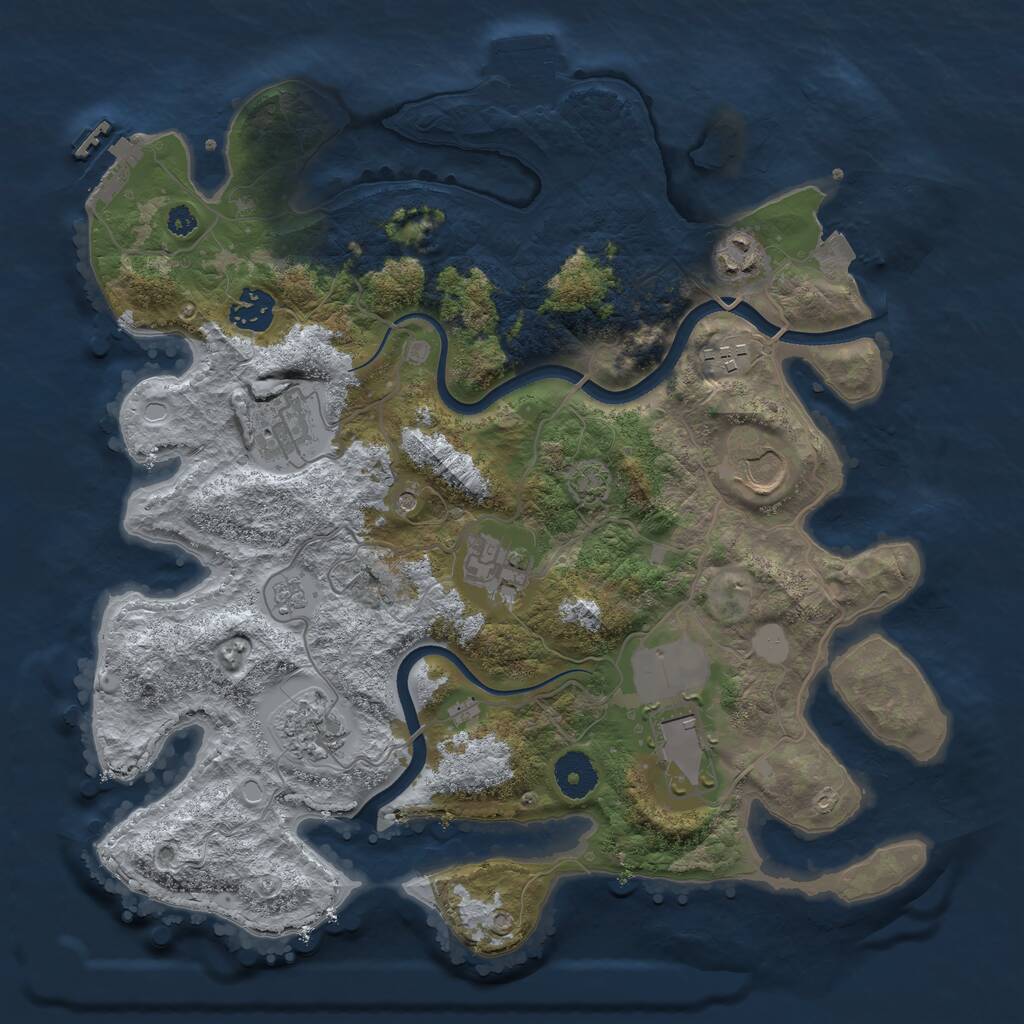 Rust Map: Procedural Map, Size: 3500, Seed: 677949087, 14 Monuments