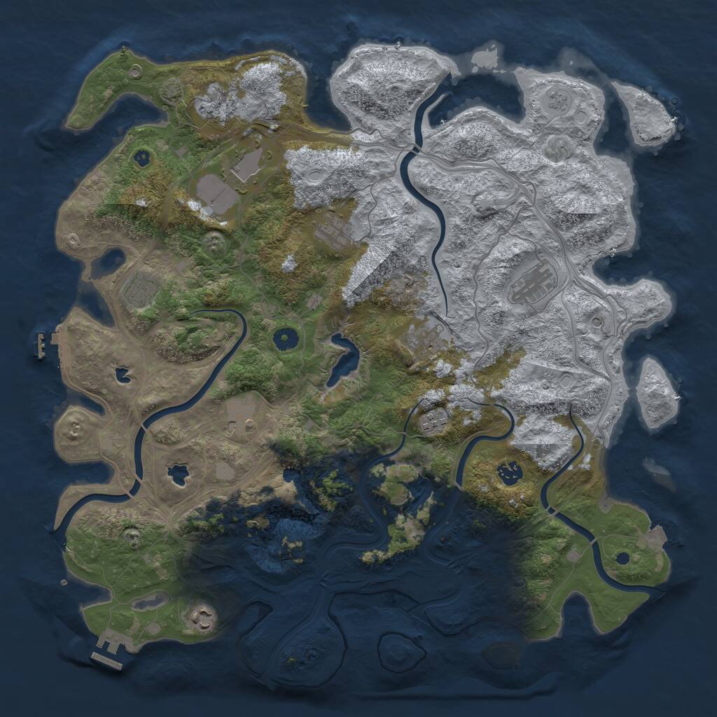 Rust Map: Procedural Map, Size: 4500, Seed: 1010917546, 16 Monuments