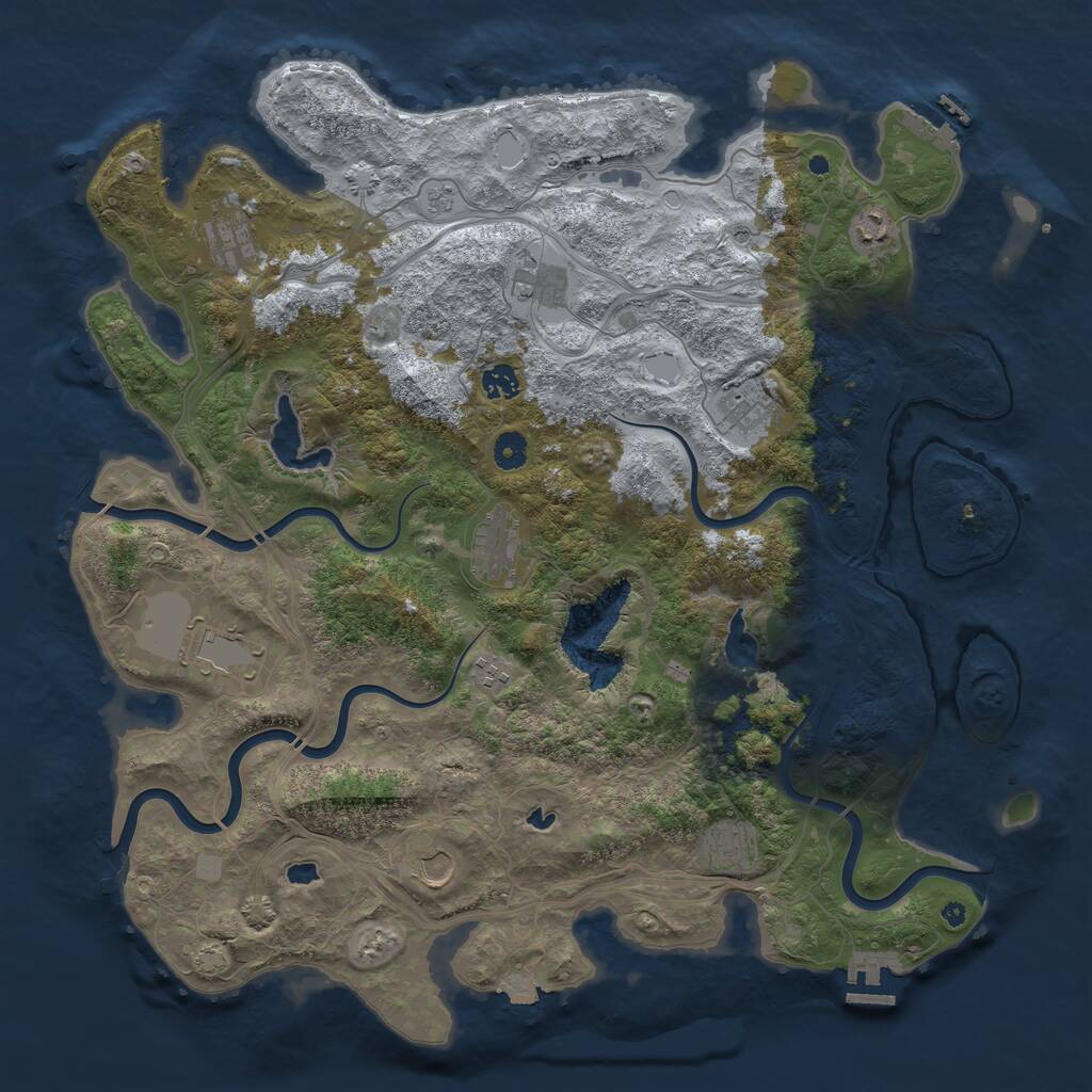 Rust Map: Procedural Map, Size: 4500, Seed: 90745701, 16 Monuments