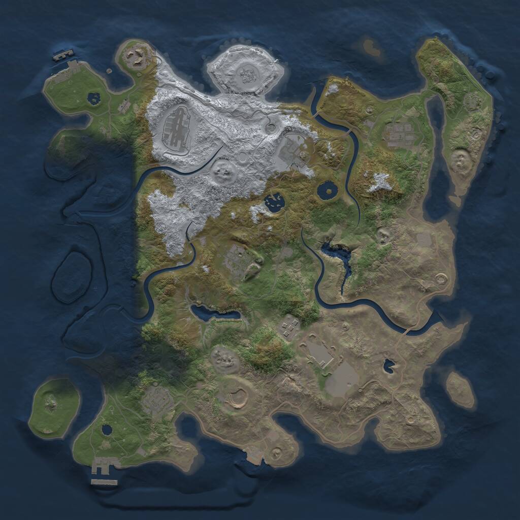 Rust Map: Procedural Map, Size: 4000, Seed: 1141843735, 16 Monuments