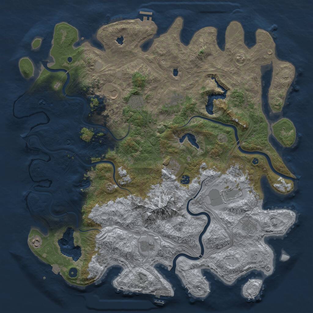 Rust Map: Procedural Map, Size: 5000, Seed: 732077124, 17 Monuments