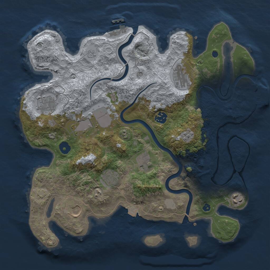 Rust Map: Procedural Map, Size: 3500, Seed: 1213195596, 15 Monuments