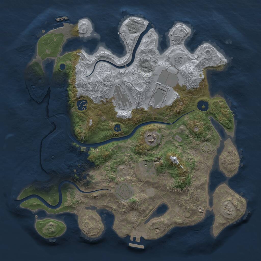 Rust Map: Procedural Map, Size: 3500, Seed: 1309420035, 13 Monuments