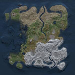 Thumbnail Rust Map: Procedural Map, Size: 3600, Seed: 58983823, 15 Monuments