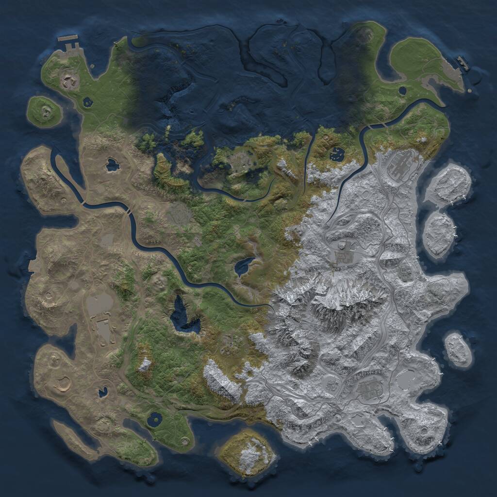 Rust Map: Procedural Map, Size: 5000, Seed: 839972767, 17 Monuments