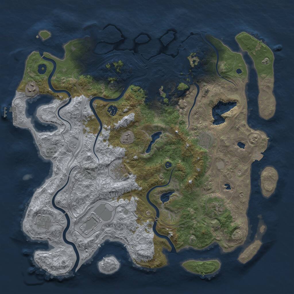 Rust Map: Procedural Map, Size: 4500, Seed: 1444040109, 15 Monuments