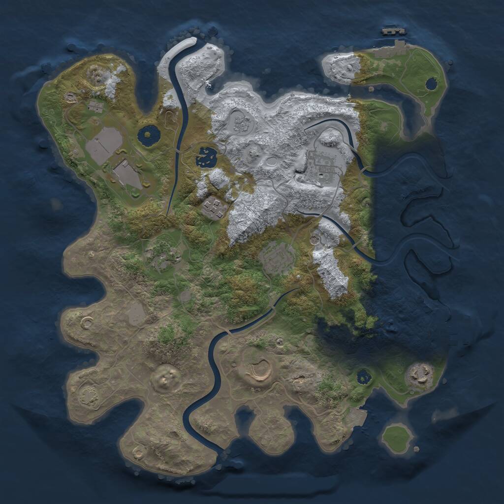 Rust Map: Procedural Map, Size: 3500, Seed: 885829, 14 Monuments