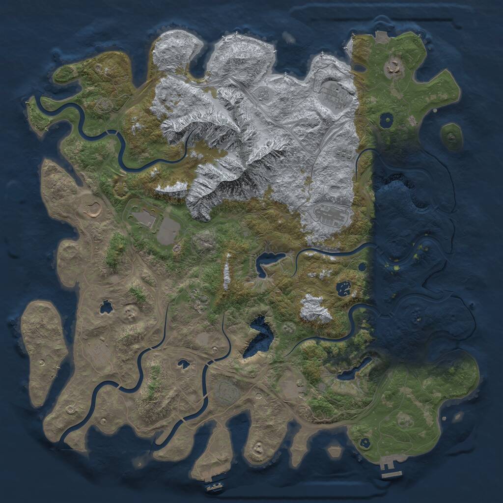 Rust Map: Procedural Map, Size: 5000, Seed: 2070760852, 17 Monuments
