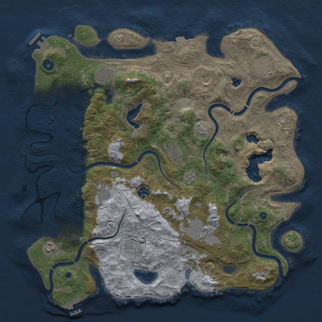Rust Map: Procedural Map, Size: 4250, Seed: 464951263, 16 Monuments