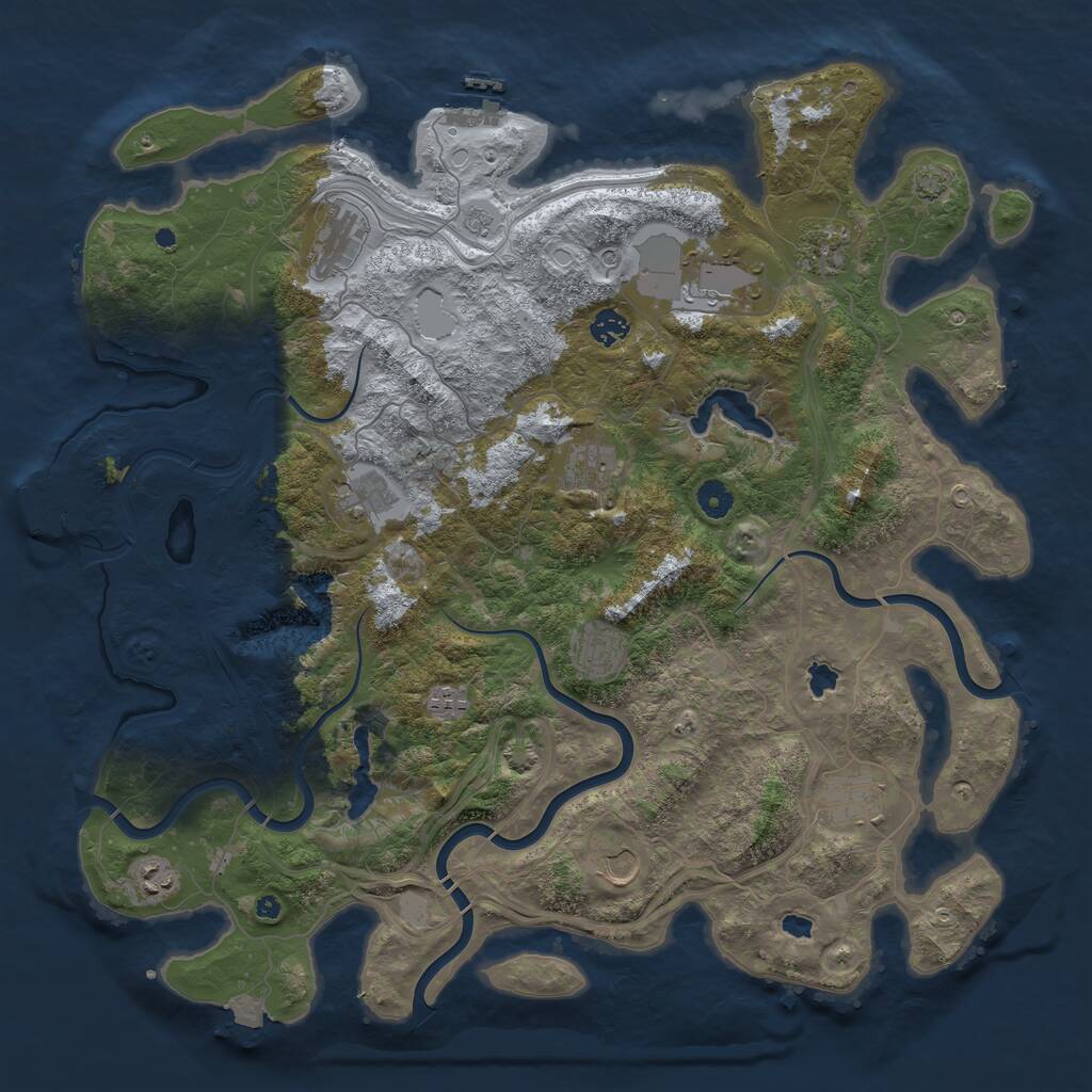 Rust Map: Procedural Map, Size: 4500, Seed: 1495105675, 17 Monuments