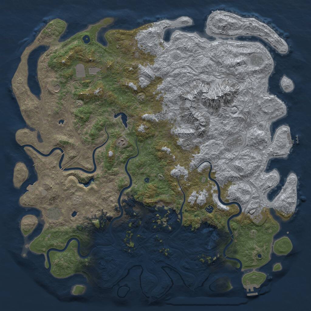 Rust Map: Procedural Map, Size: 6000, Seed: 19821304, 17 Monuments