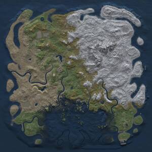 Thumbnail Rust Map: Procedural Map, Size: 6000, Seed: 19821304, 17 Monuments