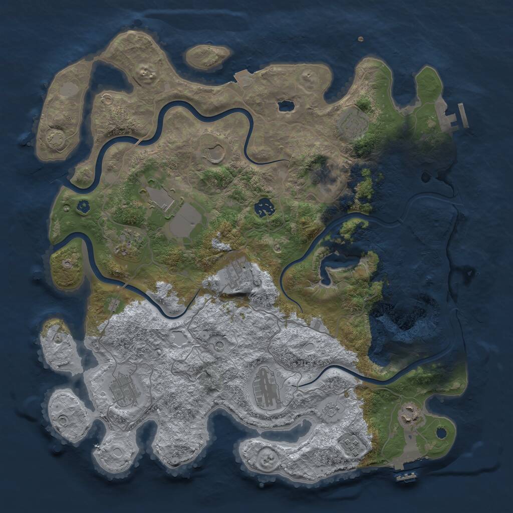 Rust Map: Procedural Map, Size: 4000, Seed: 974165323, 17 Monuments