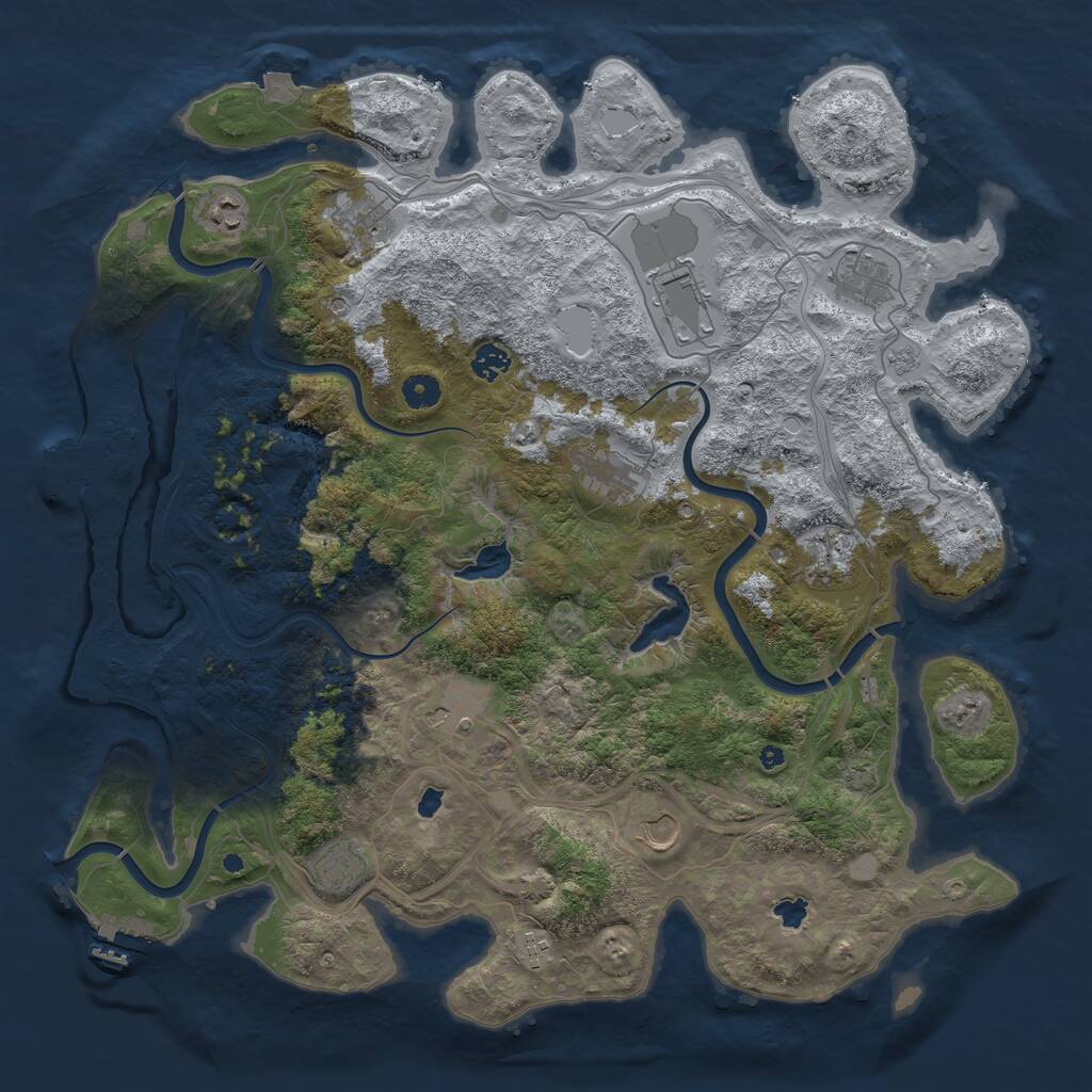 Rust Map: Procedural Map, Size: 4500, Seed: 1010306407, 17 Monuments