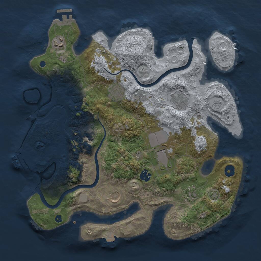 Rust Map: Procedural Map, Size: 3500, Seed: 1345482440, 14 Monuments
