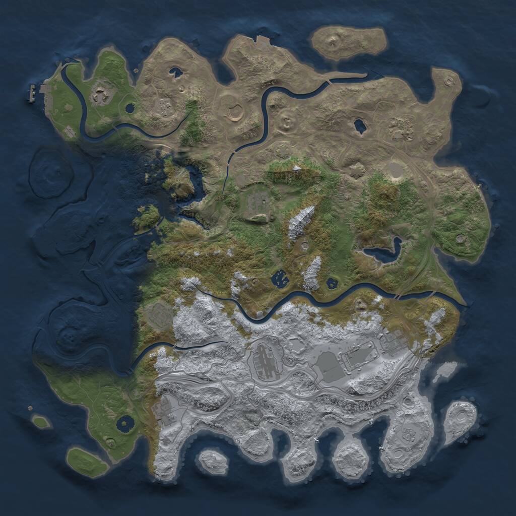 Rust Map: Procedural Map, Size: 4500, Seed: 509261183, 17 Monuments