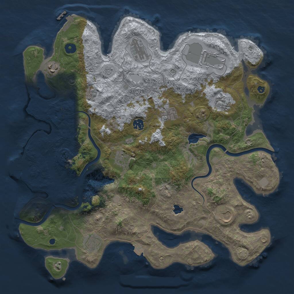 Rust Map: Procedural Map, Size: 4000, Seed: 53268, 16 Monuments