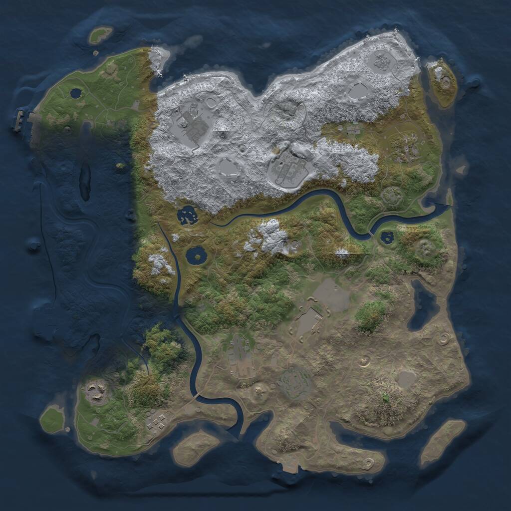 Rust Map: Procedural Map, Size: 3850, Seed: 965877888, 15 Monuments
