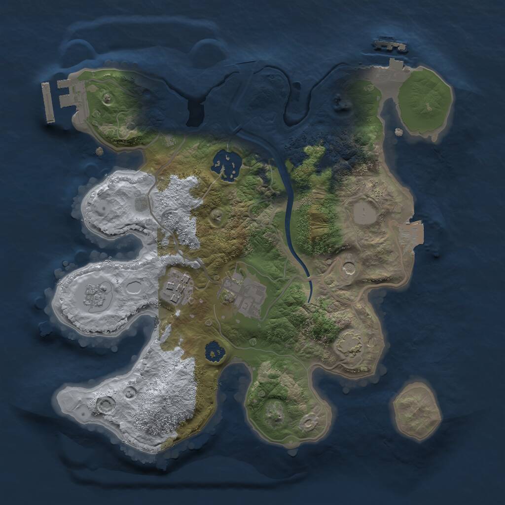 Rust Map: Procedural Map, Size: 2500, Seed: 1939, 9 Monuments