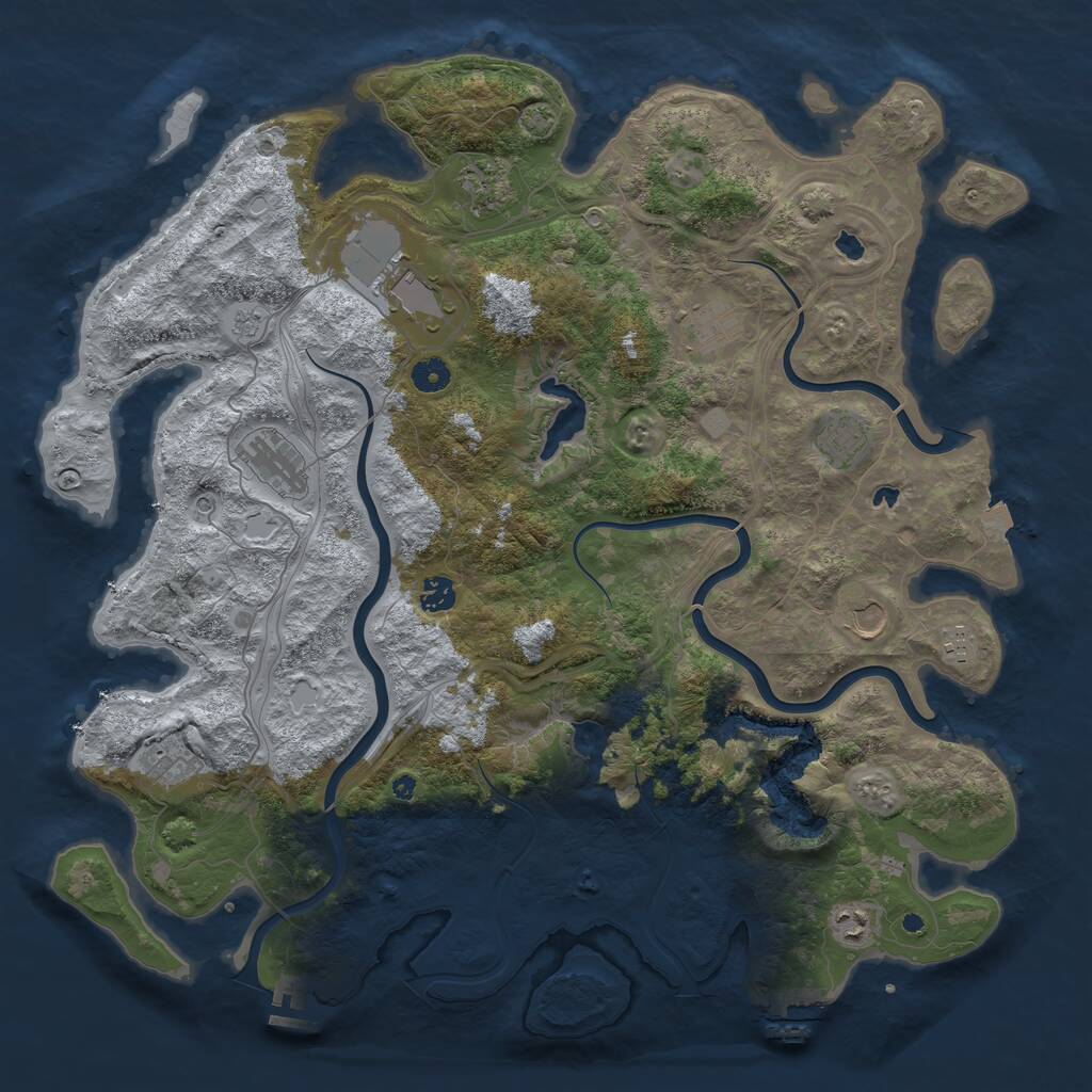 Rust Map: Procedural Map, Size: 4500, Seed: 1850855052, 16 Monuments