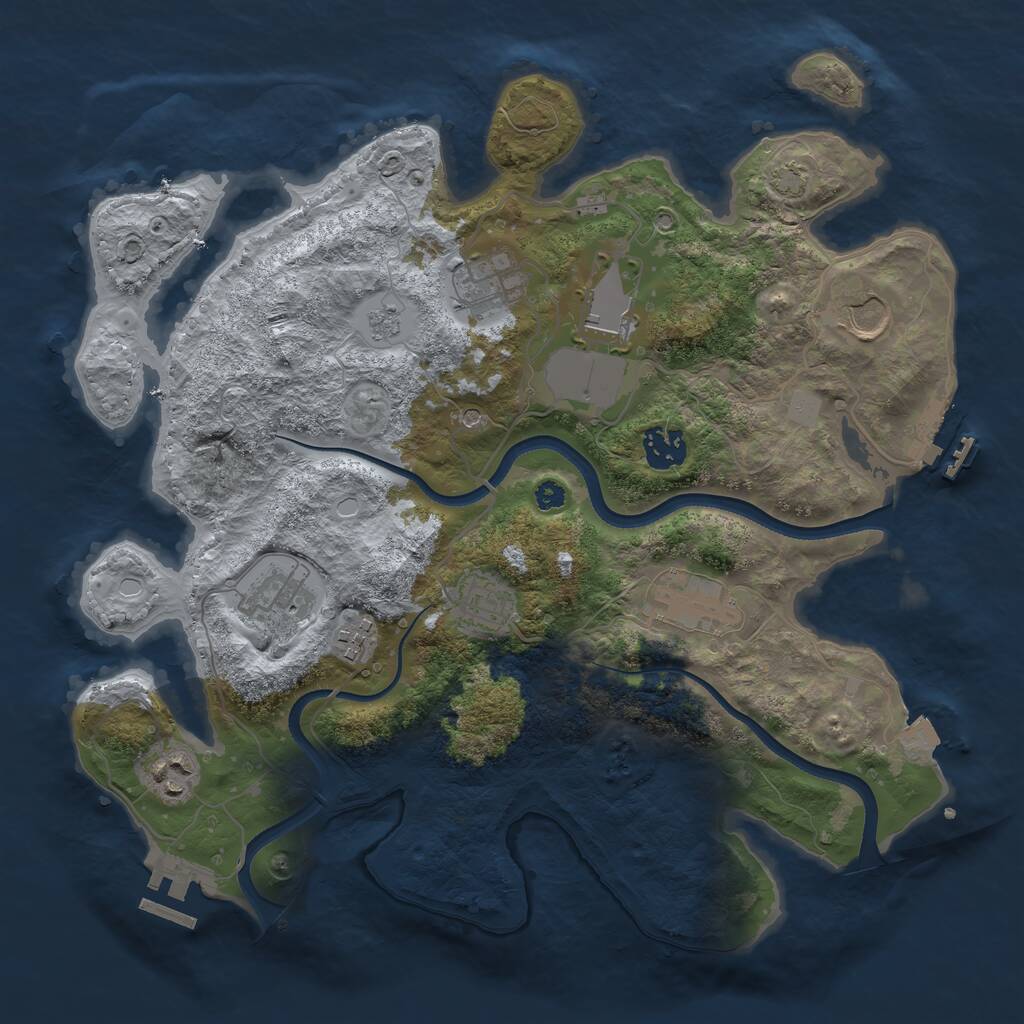 Rust Map: Procedural Map, Size: 3500, Seed: 9873, 15 Monuments